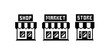 Pixel art shopping icon set - editable vector template. Pixel shop or store app sign. Market vintage sign. Marketplace pixel icons collection. Retro 8-bit computer game style shop, market, store 	