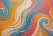 A stylish multicolored painting with swirls, splashes, and drips of paint on a textured wallpaper background