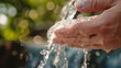 Wasser läuft in ein Glas und Händewaschen unter fließendem Wasser Generative AI