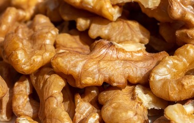 Wall Mural - Macro of Walnut Isolated on Walnut Stack