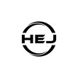HEJ letter logo design with white background in illustrator, cube logo, vector logo, modern alphabet font overlap style. calligraphy designs for logo, Poster, Invitation, etc.