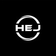 HEJ letter logo design with black background in illustrator, cube logo, vector logo, modern alphabet font overlap style. calligraphy designs for logo, Poster, Invitation, etc.