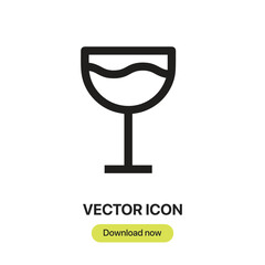 Aufkleber - Wine Glass icon vector. Linear-style sign for mobile concept and web design. Wine Glass symbol illustration. Pixel vector graphics - Vector.	