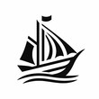 Sail boat, ship or vessel silhouette vector on white background 