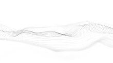 Digital Dynamic Wave Of Particles. Abstract White Futuristic Background. Big Data Visualization. 3D Rendering.