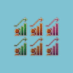 Poster - Pixel art stroke sets icon of people graph variation color. Graph net icon on pixelated style. 8bits perfect for game asset or design asset element for your game design. Simple pixel art icon asset.