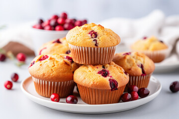 A Plate of Cranberry Muffins