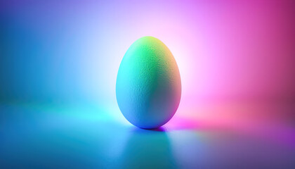 Wall Mural - Pastel-Colored Easter Egg on a Vibrant Neon Background