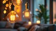 Modern Living Room With Hanging Light Bulb, Black Friday