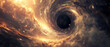 Cosmic maelstrom around a black hole, visualizing celestial forces