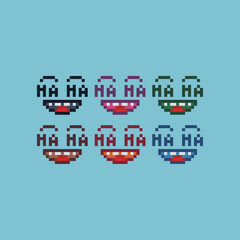 Poster - Pixel art sets icon of haha face variation color. joke face icon on pixelated style. 8bits perfect for game asset or design asset element for your game design. Simple pixel art icon asset.