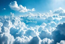 Sky And Clouds With Happy Birthday Logo Mark