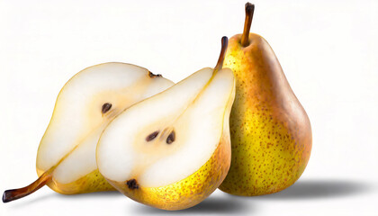 Wall Mural - Fresh cut pears isolated on white background