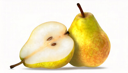 Wall Mural - Fresh cut pears isolated on white background