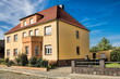 tangermünde, deutschland - saniertes mehrfamilienhaus mit erker
