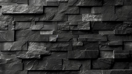 Canvas Print - Black slate tiles with rough texture background