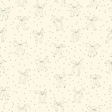 Coquette Cream Bows On A Cream And Black Polka Dot Background Pattern
