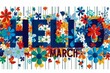 Hello March floral paint banner Generative AI