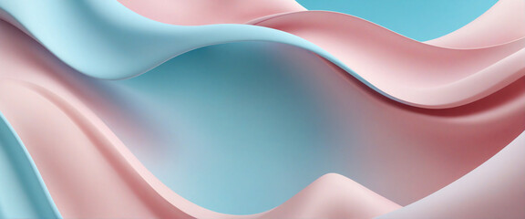 Wall Mural - abstract background with smooth waves in light blue and pastel pink tones. soft elegant banner backg