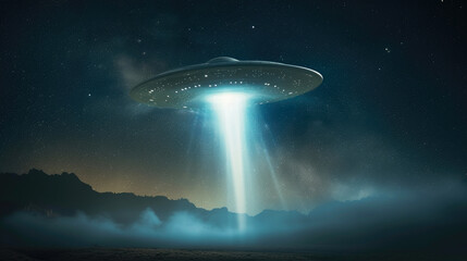 Poster - Otherworldly UFO Emitting Brilliant Glow