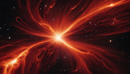 Wall Mural - majestic abstract fiery cosmic nebula texture in deep red and black shades. big bang and apocalypse 