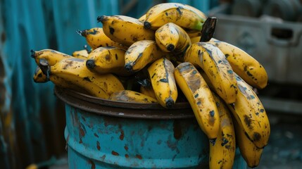 Wall Mural - Ripe bananas displayed at the vibrant street market.