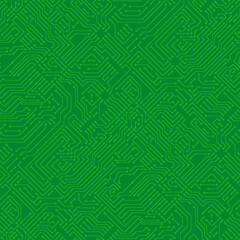Poster - Computer circuit board texture. Technology pattern. Abstract illustration of silicon chip. Digital tech background in green color.