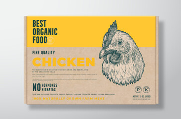 Wall Mural - organic chicken meat vector poultry food packaging label design on a craft cardboard box container m