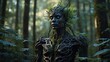 Man tree head body covered moss metal wood still tv series roots banshee