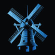 Retro windmill isolated outline icon. Vector rural countryside traditional Dutch stone mill, Netherland wooden windmill, Holland building for millstones grain