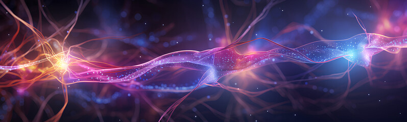 Wall Mural - neurons connected with electrical impulses inside an artificial intelligence.