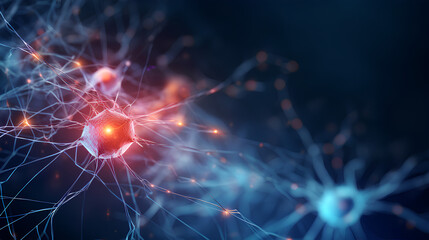 Wall Mural - neurons connected with electrical impulses inside an artificial intelligence.