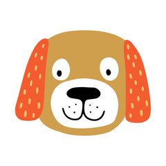 Wall Mural - Cute face dog, colorful vector flat illustration.  