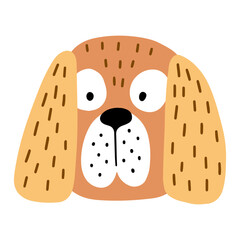 Wall Mural - Cute face dog, colorful vector flat illustration.  