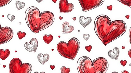 Canvas Print - background with hearts illustration.