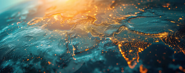 panoramic abstract background of world map. banner, wallpaper concept.
