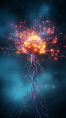 Wall Mural - neurons connected with electrical impulses inside an artificial intelligence.