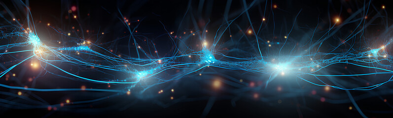 Wall Mural - neurons connected with electrical impulses inside an artificial intelligence.