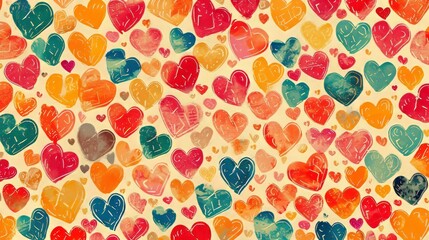 Sticker - background with hearts illustration.