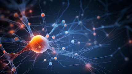 Wall Mural - neurons connected with electrical impulses inside an artificial intelligence.
