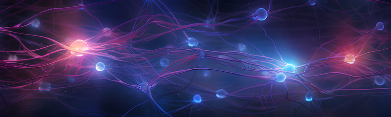 Wall Mural - neurons connected with electrical impulses inside an artificial intelligence.