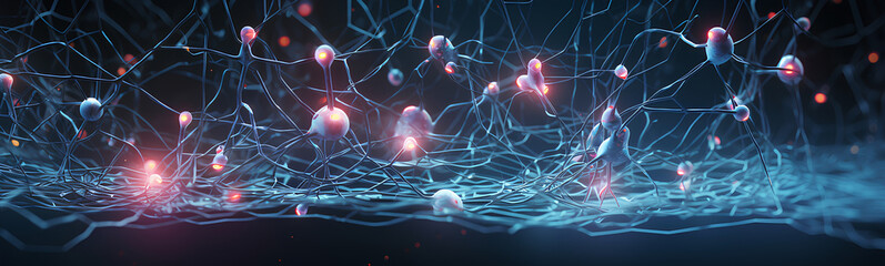 Wall Mural - neurons connected with electrical impulses inside an artificial intelligence.