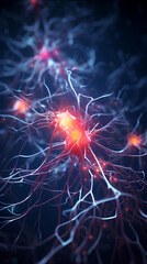 Wall Mural - neurons connected with electrical impulses inside an artificial intelligence.