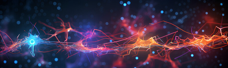 Wall Mural - neurons connected with electrical impulses inside an artificial intelligence.