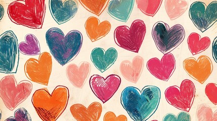 Canvas Print - background with hearts illustration.