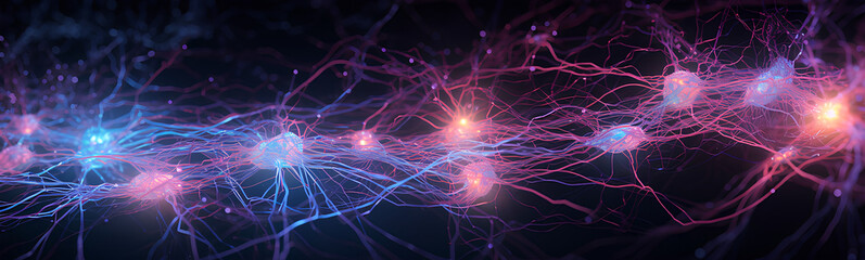 Wall Mural - neurons connected with electrical impulses inside an artificial intelligence.
