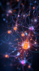 Wall Mural - neurons connected with electrical impulses inside an artificial intelligence.