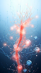 Wall Mural - neurons connected with electrical impulses inside an artificial intelligence.
