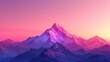 Beautiful nature background featuring a lonely mountain peak against a pink purple gradient sky