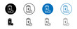 Battery Time Line Icon Set. Mobile battery charging symbol in black and blue color.